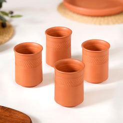 Earthen Textured Terracotta Tumblers Set Of 4 300ml