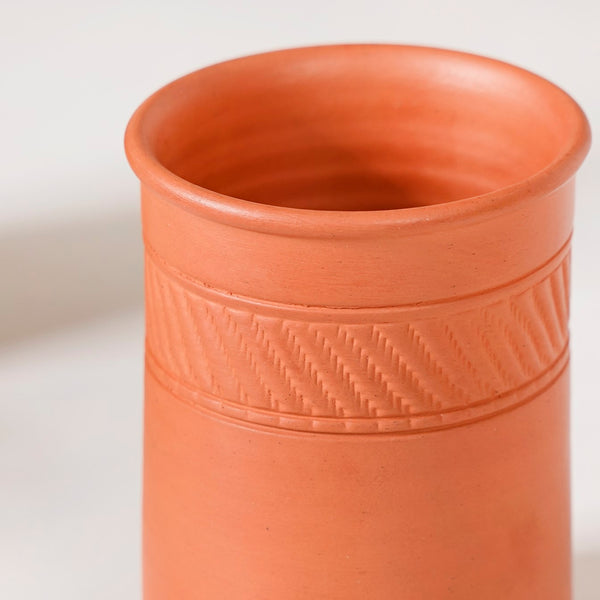 Earthen Textured Terracotta Tumblers Set Of 4 300ml