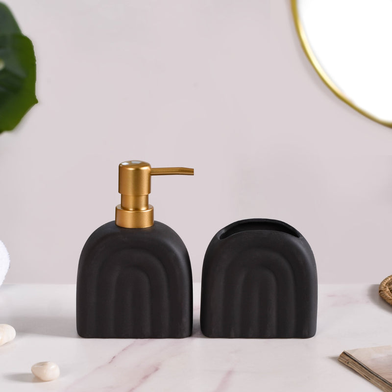 Chic Matte Finish Ceramic Bath Of 2 Set Black