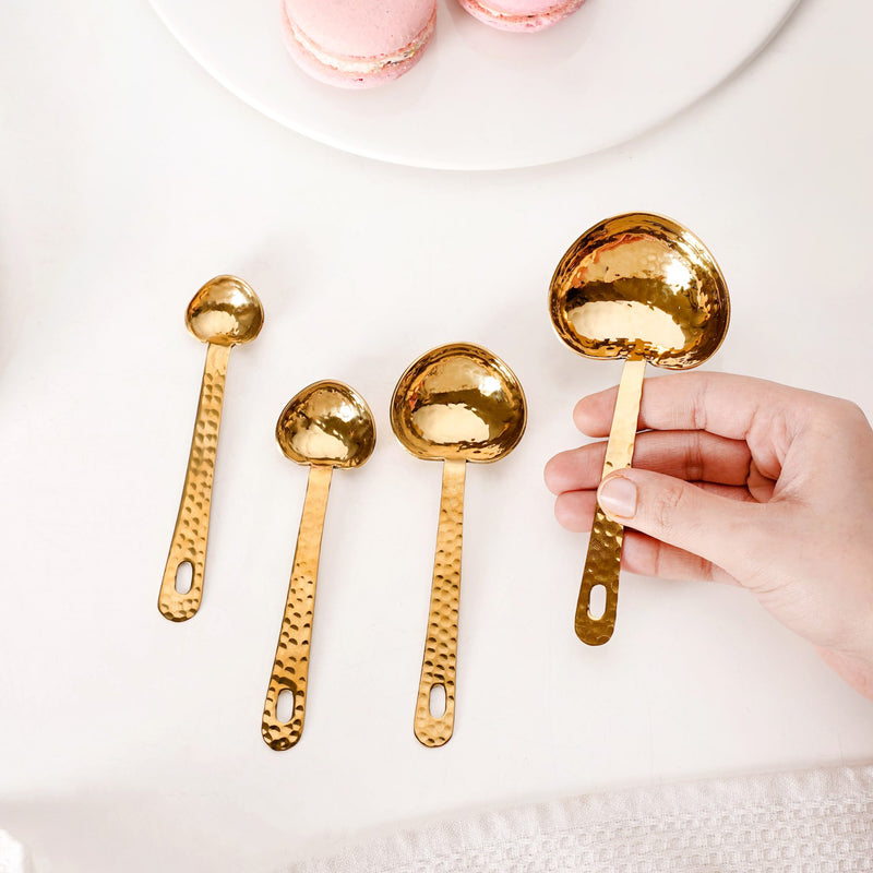 Hammered Texture Heart Measuring Spoon Set of 4