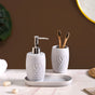 Zen Bloom Ceramic Bathroom Set of 3 Light Grey