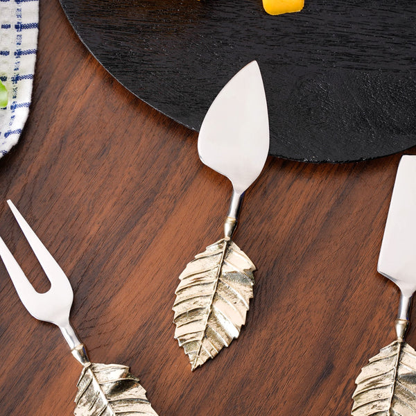 Luxury Leaf Design Cheese Knife Set Of 3