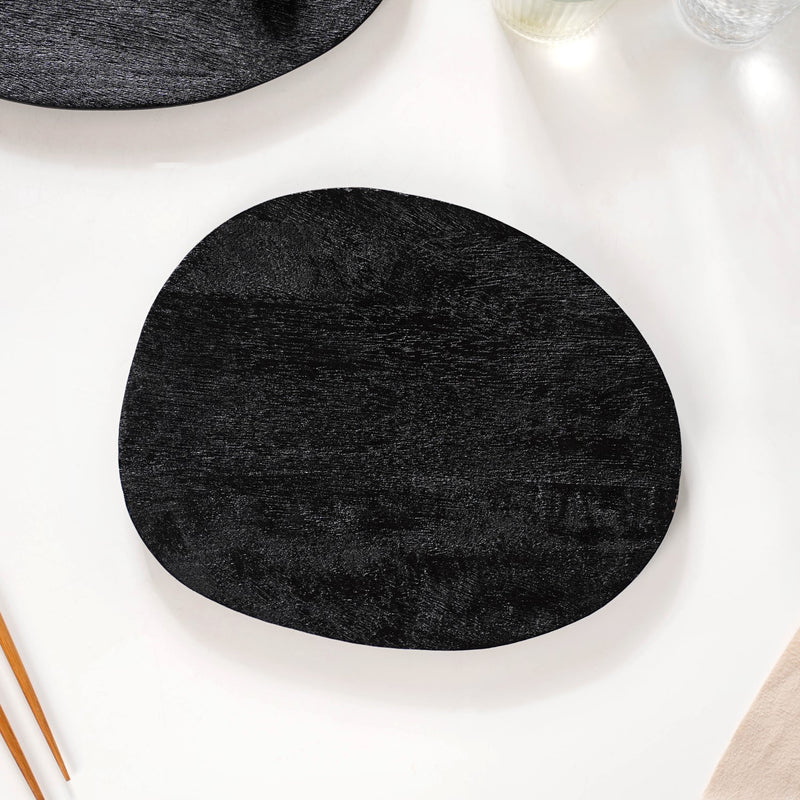 Sleek Black Mango Wood Platter Small -Serving platter, black platter, wooden platter, snacks serving platter, platter for snacks