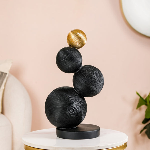 Stacked Modern Sphere Sculpture Black And Gold