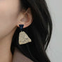 Textured Symmetry Black And Gold Earrings