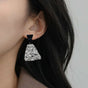 Textured Symmetry Black And Silver Earrings