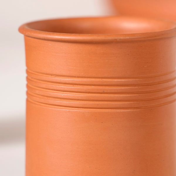 Pinstripe Textured Terracotta Glasses Set Of 4 200ml