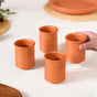 Pinstripe Textured Terracotta Glasses Set Of 4 200ml