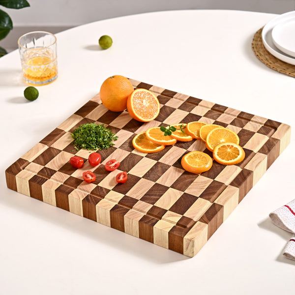 Checkered Wooden Thick Chopping Board