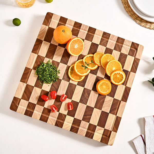 Checkered Wooden Thick Chopping Board