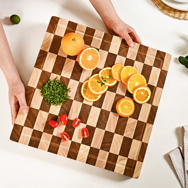 Checkered Wooden Thick Chopping Board