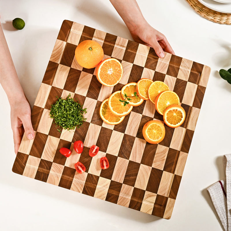 Thick Acacia Wood Square Chopping Board