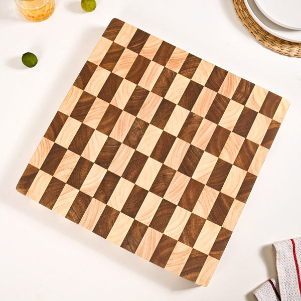 Checkered Wooden Thick Chopping Board