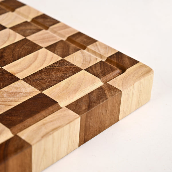 Checkered Wooden Thick Chopping Board