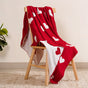 MERRY Heart Double Sided Knitted Throw Blanket - Red, Cream