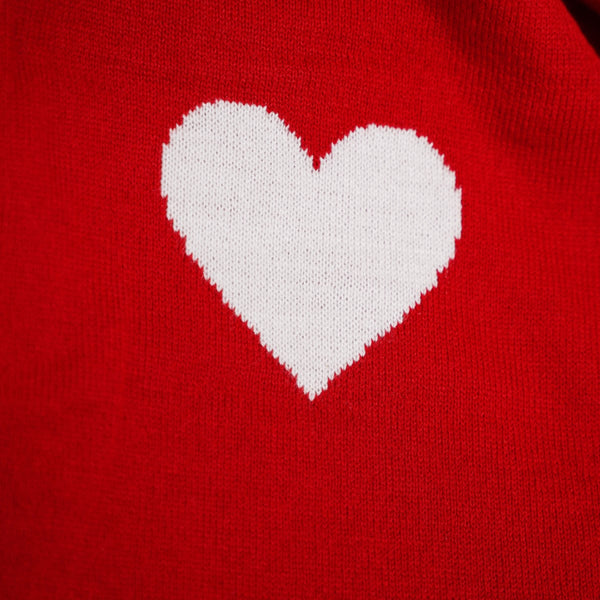 MERRY Heart Double Sided Knitted Throw Blanket - Red, Cream