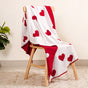 MERRY Heart Double Sided Knitted Throw Blanket - Red, Cream