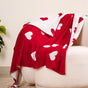 MERRY Heart Double Sided Knitted Throw Blanket - Red, Cream