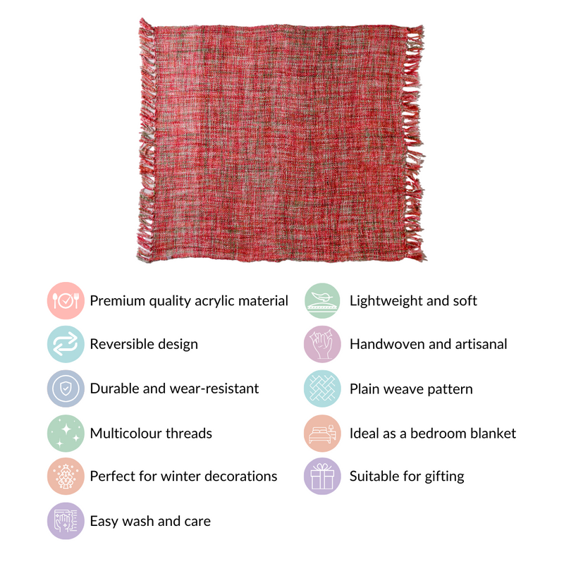 Handcrafted Plain Weave Multicolour Sofa Throw