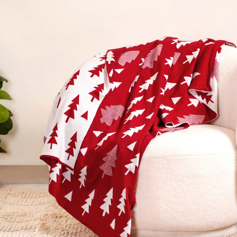 Reversible Christmas Tree Sofa Throw Blanket