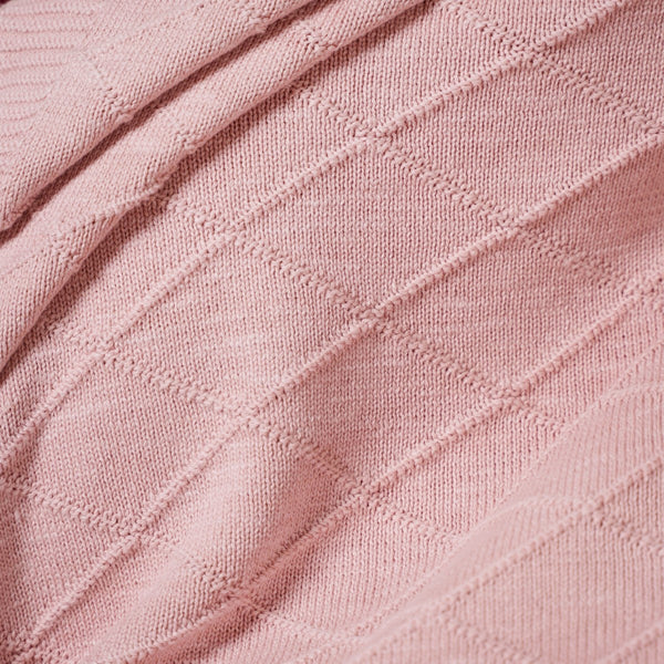 Pastel Pink Diamond Knit Throw For Couch