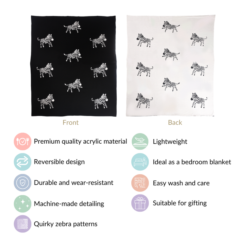 Zebra Reversible Throw Blanket