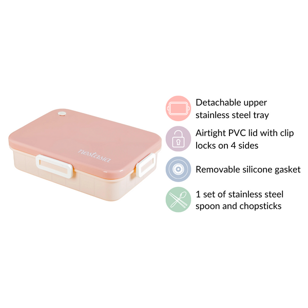 Leakproof Lunch Box With 4 Compartments Pink 900ml
