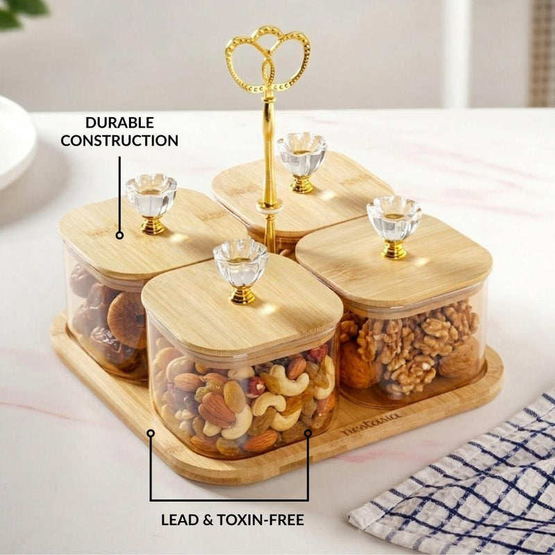 Tinted Jars Set Of 5 With Floral Knobs 450ml