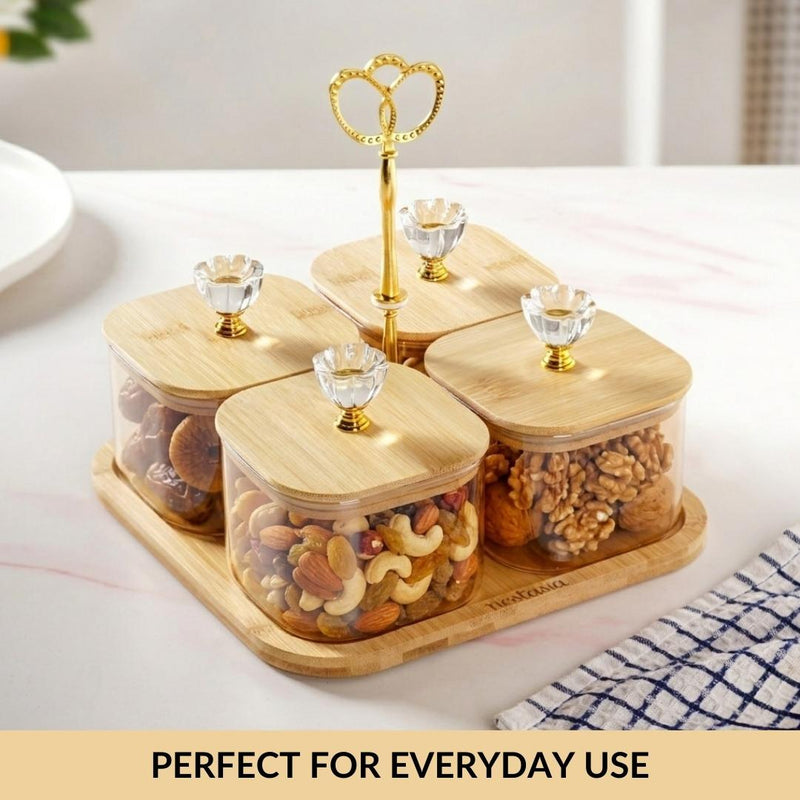 Tinted Jars Set Of 5 With Floral Knobs 450ml