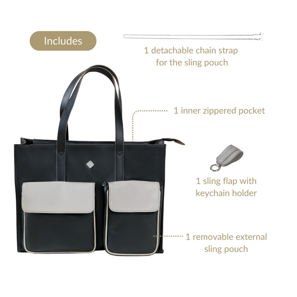 Multifunctional Designer Tote Bag Black