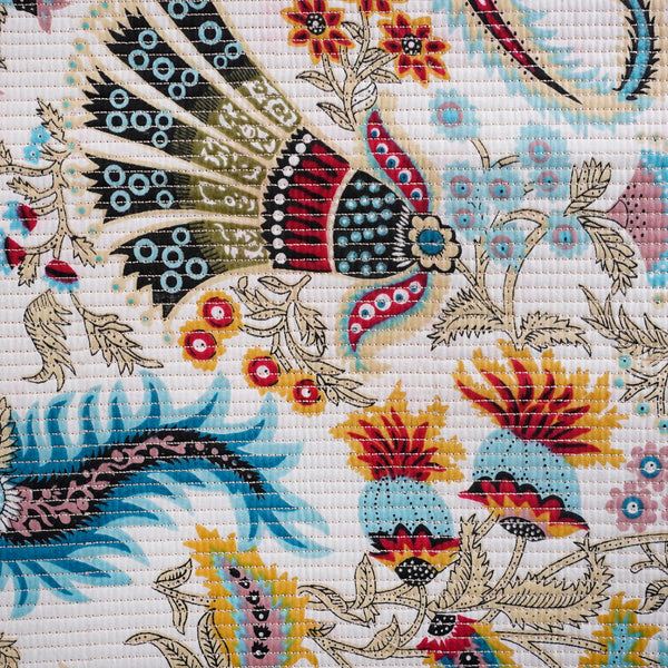 Ethnic Bloom Quilted Cotton Bedcover 250x230cm