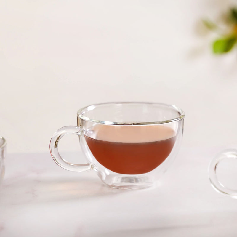 Transparent Cafe Style Tea And Coffee Cups Set Of 4 190ml