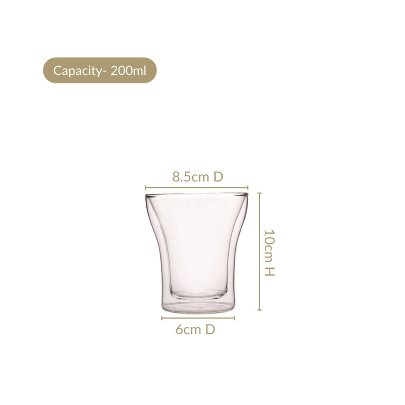 Transparent Double Walled Glasses Set Of 4 200ml
