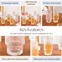 Floral Embossed Glass Tumblers Set Of 6 330ml