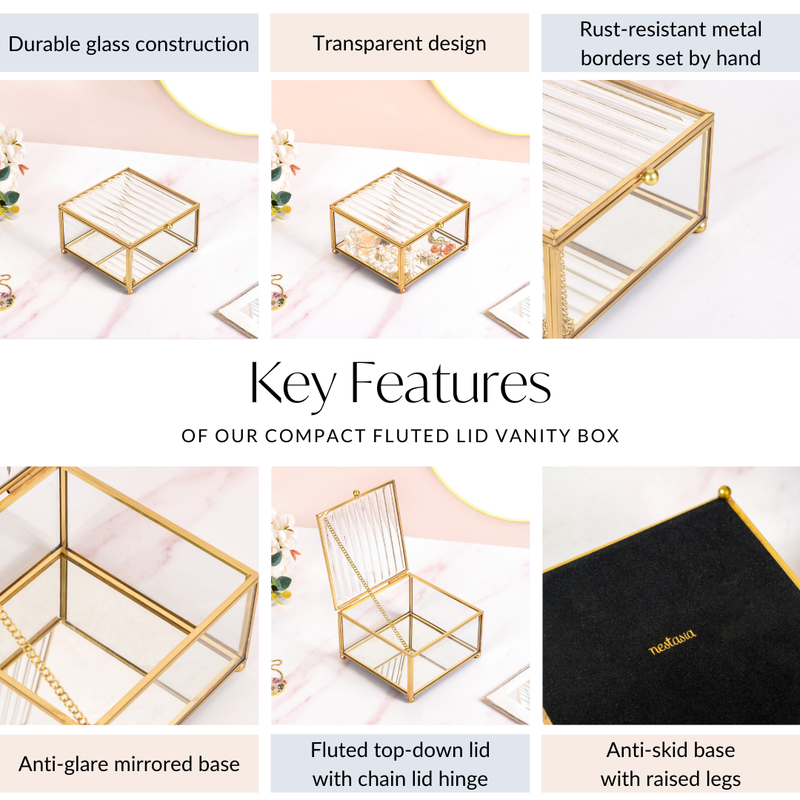 Compact Fluted Lid Vanity Box