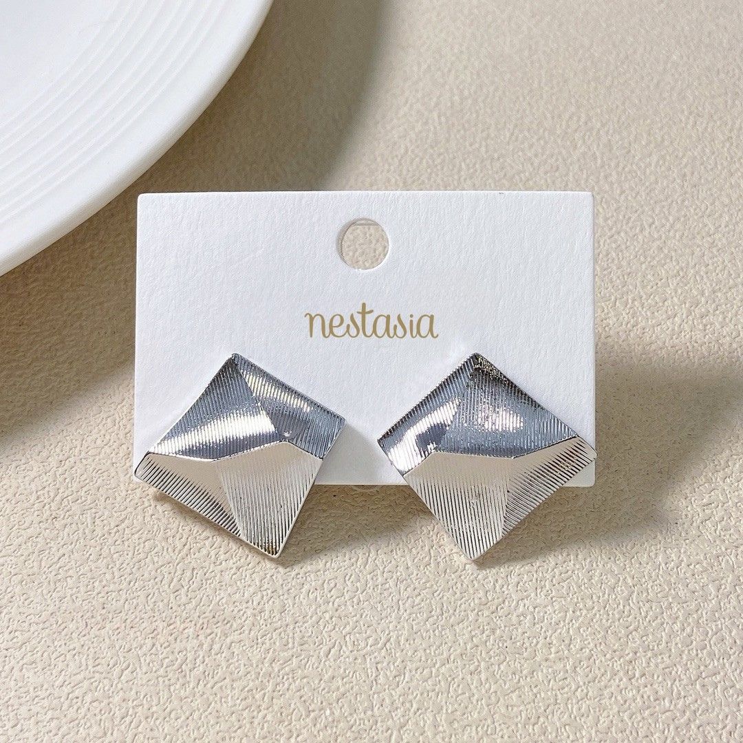 Silver Plated Trapezoid Stone Earring main image 0