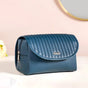 Roll Top Flap Travel Makeup Pouch Navy Blue