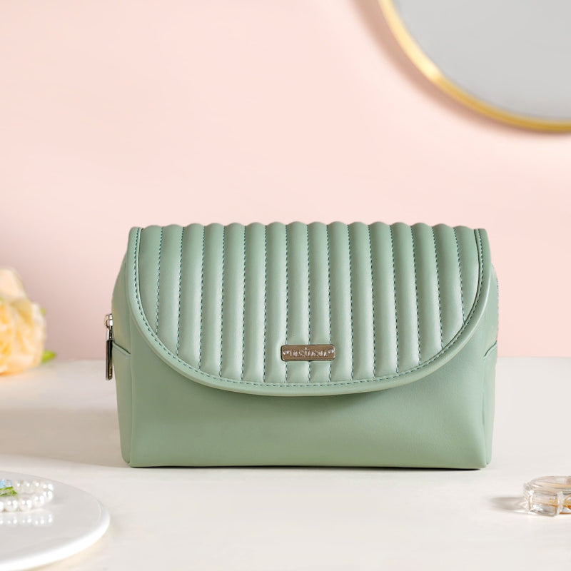 Multicompartment Travel Makeup Pouch Mint Green
