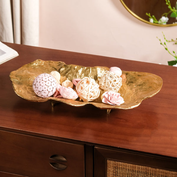 Opulent Abstract Decorative Tray Gold