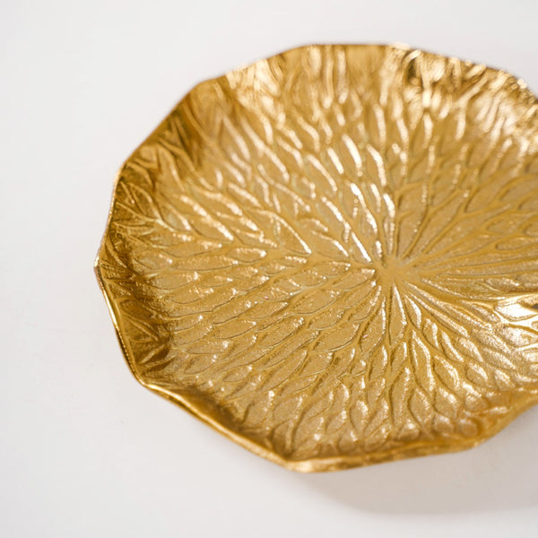 Lotus Leaf Metal Trinket Tray Gold Set Of 2