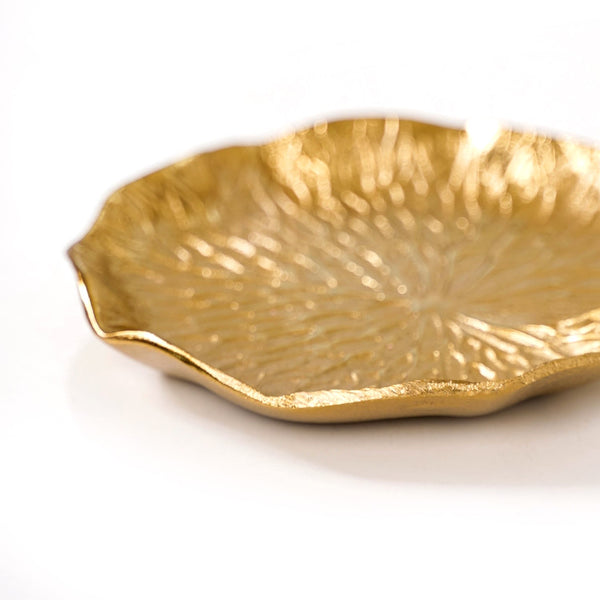 Lotus Leaf Metal Trinket Tray Gold Set Of 2