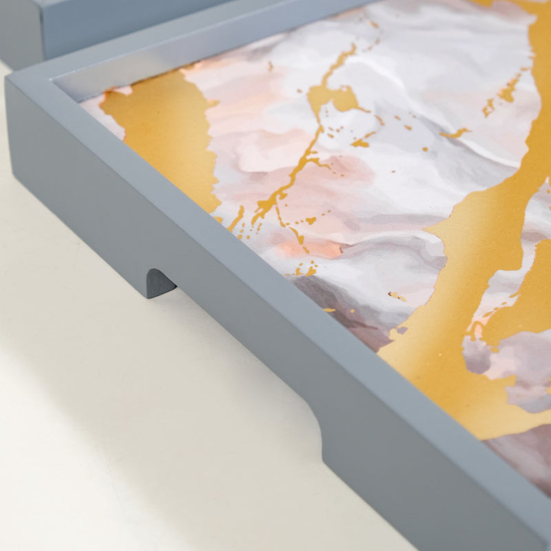 Sky Art Tray Set Of 2 With Matte Gold Foil