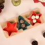 Stars And Tree Snack Bowl Set Of 3 With Wooden Serving Tray