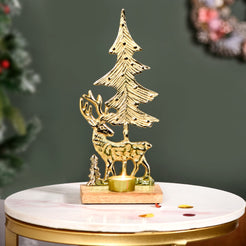 Gold Reindeer Showpiece With Tea Light Holder