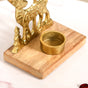 Gold Reindeer Showpiece With Tea Light Holder