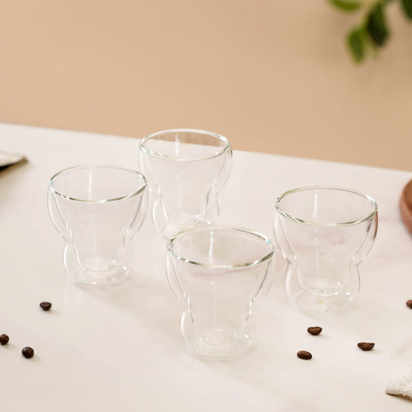 Sleek Modern Double Wall Glass Tumbler Set Of 4 150ml