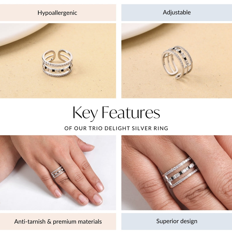 Trio Delight Silver Ring
