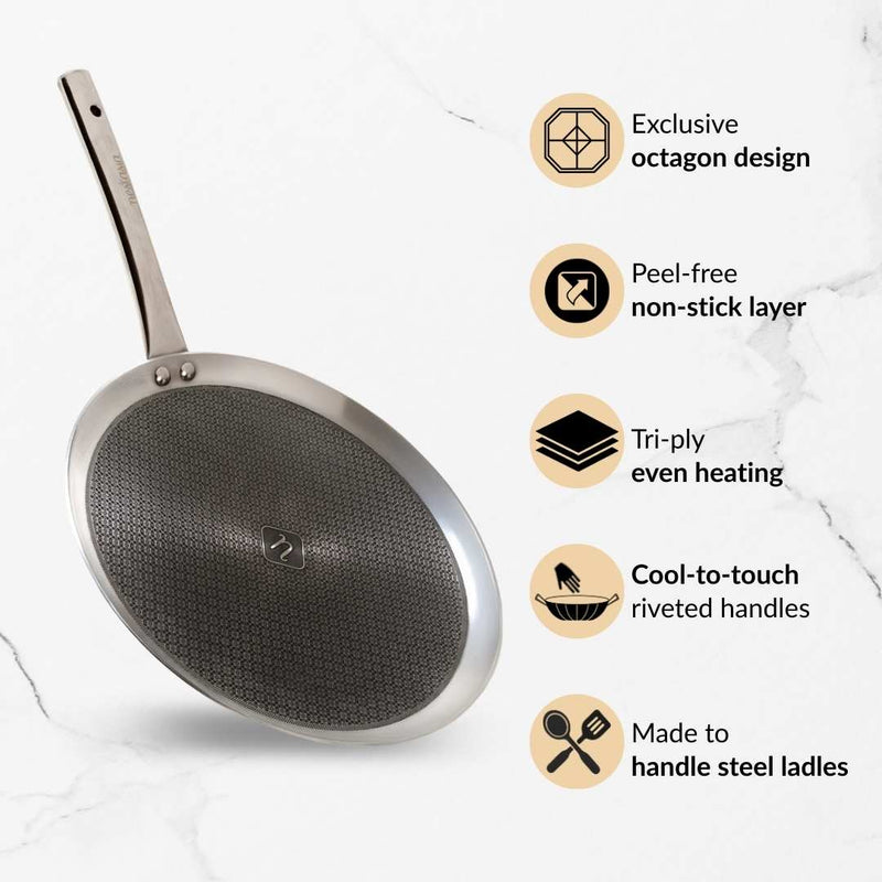 Non Stick Triply Induction Safe Honeycomb Dosa Tawa 32cm