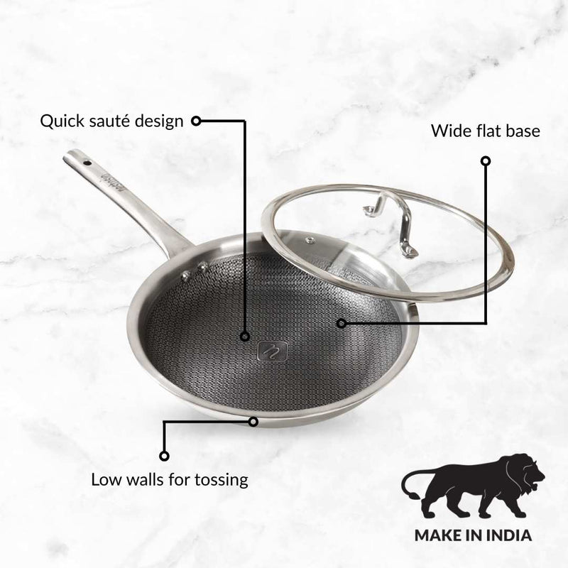Honeycomb Non Stick Triply Frypan With Lid 1750ml