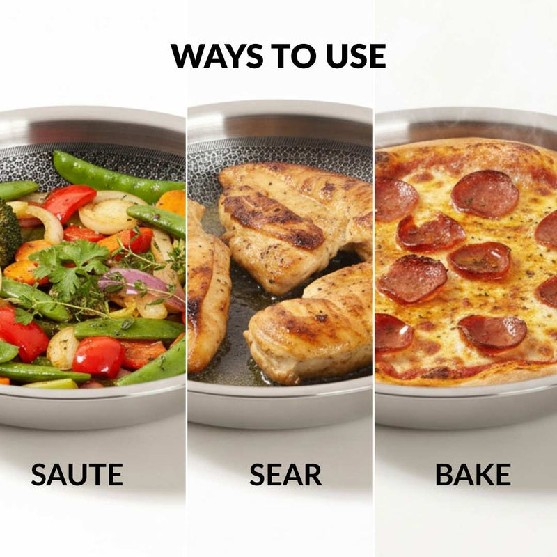 Honeycomb Non Stick Triply Frypan With Lid 1750ml